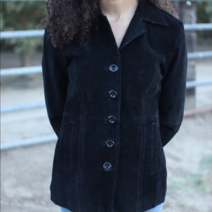 Black Suede button up jacket medium Cavalini